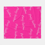 Couverture Polaire Joyeux Noël Hot Pink Script moderne (Devant (Horizontal))
