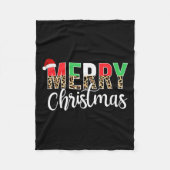 Couverture Polaire Joyeux Noël Impression Léopard Noël Famille Assort (Devant)