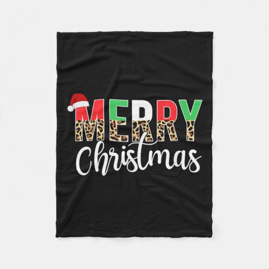 Couverture Polaire Joyeux Noël Impression Léopard Noël Famille Assort (Devant)