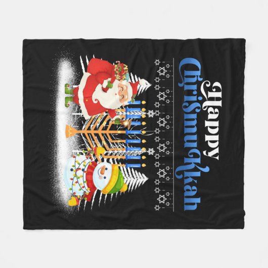 Couverture Polaire Joyeux Noël juif Chrismukkah Hanoukka (Devant (Horizontal))