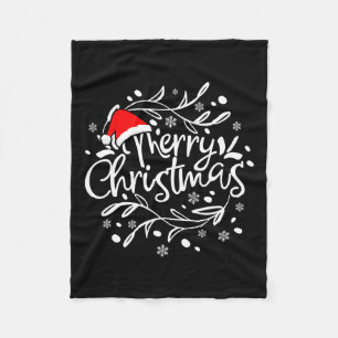 Couverture Polaire Joyeux Noël Lumières Rouge Noël Chapeau Noël Famil