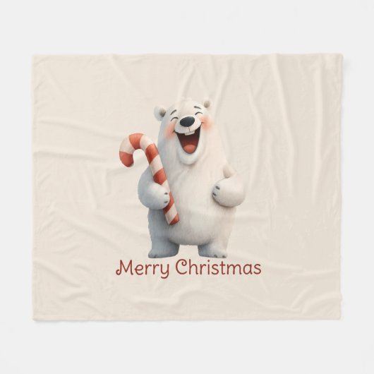 Couverture Polaire Joyeux Noël mignon Ours Polaire Design (Devant (Horizontal))