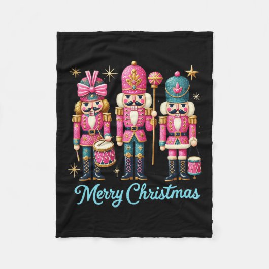 Couverture Polaire Joyeux Noël Nutcracker Amis Famille Correspondance (Devant)