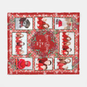 Couverture Polaire Joyeux Noël Papa On t'aime Rouge Vert Pâté (Devant (Horizontal))