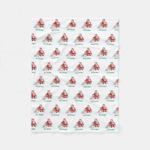 Couverture Polaire Joyeux Noël! Père Noël avec chat et chien