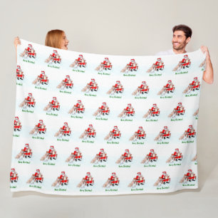 Couverture Polaire Joyeux Noël! Père Noël avec chat et chien