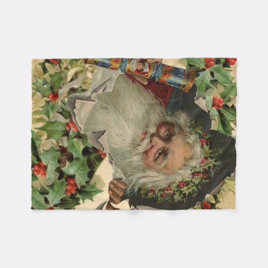 Couverture Polaire Joyeux Noël Père Noël classique antique (Devant (Horizontal))