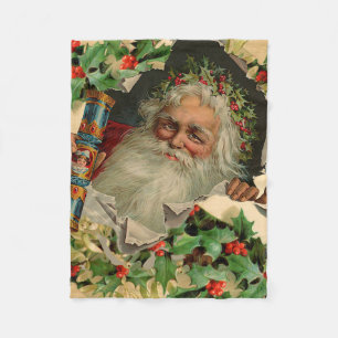 Couverture Polaire Joyeux Noël Père Noël classique antique