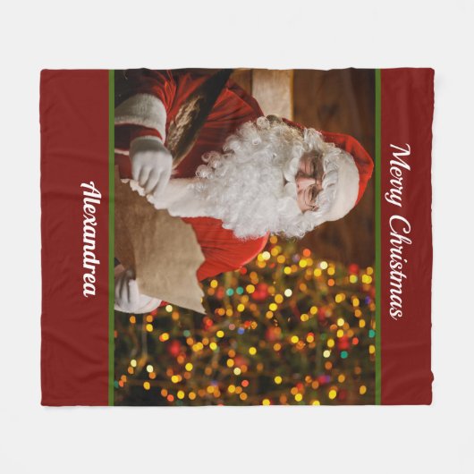 Couverture Polaire Joyeux Noël Père Noël Fêtes Personnaliser (Devant (Horizontal))