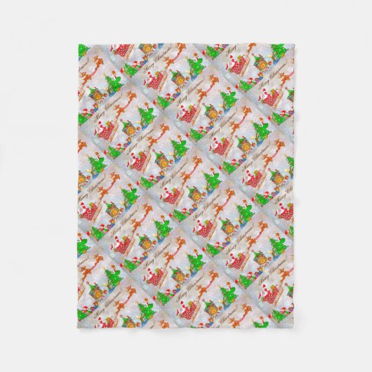 Couverture Polaire Joyeux Noël Père Noël livre des cadeaux (Devant)