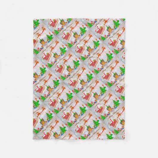 Couverture Polaire Joyeux Noël Père Noël livre des cadeaux (Devant)