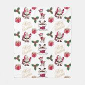 Couverture Polaire Joyeux Noël Père Noël Reindeer Cadeaux Holly Fleec (Devant)
