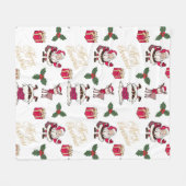 Couverture Polaire Joyeux Noël Père Noël Reindeer Cadeaux Holly Fleec (Devant (Horizontal))