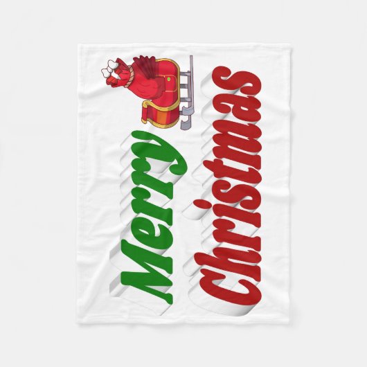 Couverture Polaire Joyeux Noël Père Noël Sleigh rouge vert typographi (Devant)