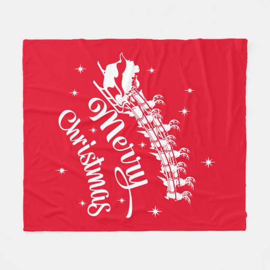 Couverture Polaire Joyeux Noël Père Noël & Sleigh Scene (Devant (Horizontal))