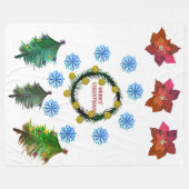 Couverture Polaire Joyeux Noël Poinsettia fleurs (Devant (Horizontal))