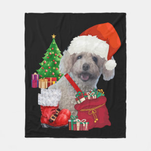 Couverture Polaire Joyeux Noël Poodle Blanche polaire