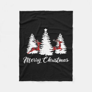 Couverture Polaire Joyeux Noël pour les femmes Buffalo Plaid Reindeer
