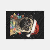Couverture Polaire Joyeux Noël Pug mignon (Devant (Horizontal))