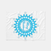 Couverture Polaire Joyeux Noël rond flocon de neige hiver blanc bleu (Devant (Horizontal))