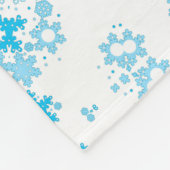 Couverture Polaire Joyeux Noël rond flocon de neige hiver blanc bleu (Coin)