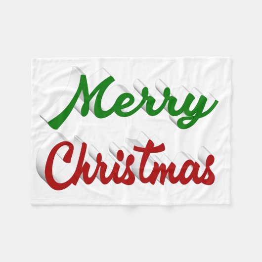 Couverture Polaire Joyeux Noël rouge et vert script (Devant (Horizontal))