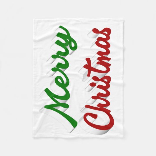 Couverture Polaire Joyeux Noël rouge et vert script (Devant)