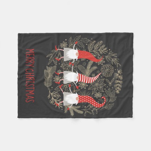 Couverture Polaire Joyeux Noël Rouge Noir (Devant (Horizontal))