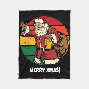 Couverture Polaire Joyeux Noël Santa Claus Retro Vintage Sunset Happy