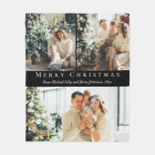 Couverture Polaire joyeux Noël script moderne 3 photos noir (Devant)