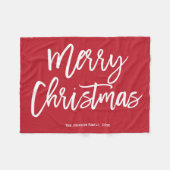 Couverture Polaire Joyeux Noël Simple Rouge Petite polaire Blanche (Devant (Horizontal))