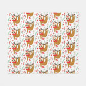 Couverture Polaire Joyeux Noël Sloth | Vacances (Devant (Horizontal))