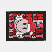 Couverture Polaire Joyeux Noël Smile Face Père Noël Casquette Super (Devant (Horizontal))