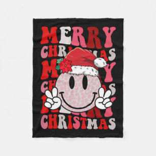 Couverture Polaire Joyeux Noël Sourire Visage Chapeau Père Noël Groov