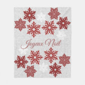 Couverture Polaire Joyeux Noël Sparkling Red Snowflakes (Devant)