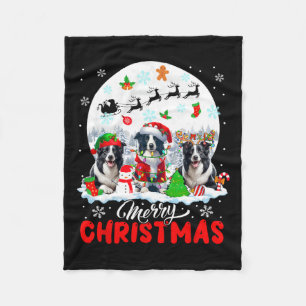 Couverture Polaire Joyeux Noël Trois Père Noël Elf Reindeer Border Co
