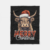 Couverture Polaire Joyeux Noël Vache Highland Ouest Santa Hat Xma (Devant)