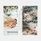 Couverture Polaire joyeux Noël vert script 3 photos collage chic (Devant (Horizontal))