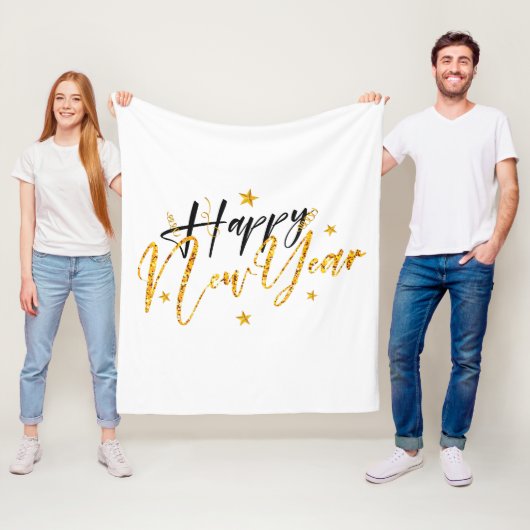 Couverture Polaire Joyeux Nouvel An 2022 Design avec lettre rayée (En situation)