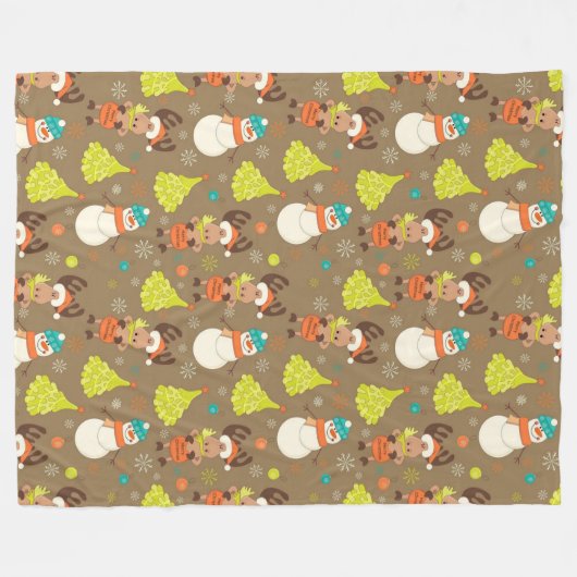 Couverture Polaire Joyeux Oie De Noël Et Snowman (Devant (Horizontal))