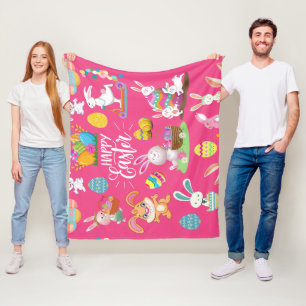 Couverture Polaire Joyeux Pâques, Amusants Souhaits De Lapin Et Color