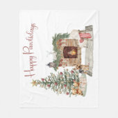 Couverture Polaire Joyeux Pawlidays Chien Design - Yorkie (Devant)