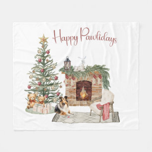 Couverture Polaire Joyeux Pawlidays Conception Chien - Sheltie