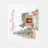 Couverture Polaire Joyeux Pawlidays Conception de chien - Boxe (Devant)