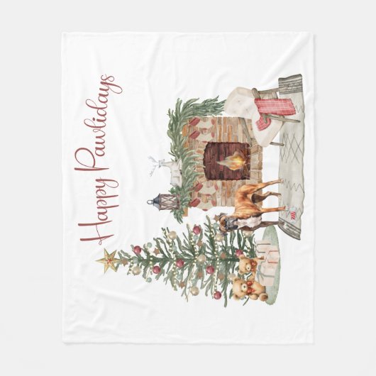 Couverture Polaire Joyeux Pawlidays Conception de chien - Boxe (Devant)