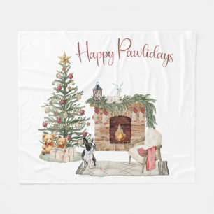 Couverture Polaire Joyeux Pawlidays Design de Chien- Boston Terrier