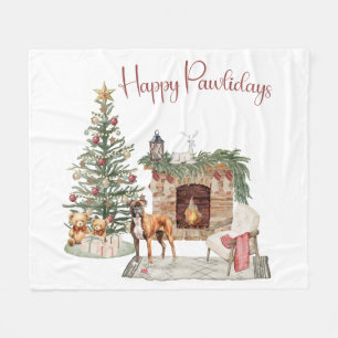 Couverture Polaire Joyeux Pawlidays Design de Chien- Boxer