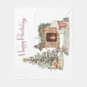 Couverture Polaire Joyeux Pawlidays Design de Chien - Cavapoo (Devant)