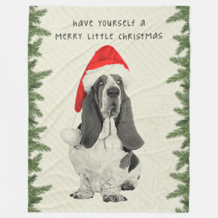 Couverture Polaire Joyeux petit Noël de Basset Hound