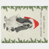 Couverture Polaire Joyeux petit Noël de Basset Hound (Devant (Horizontal))